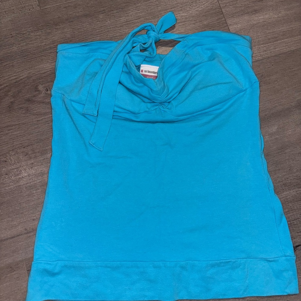 No Boundaries Bright Turquoise Halter Tube Top